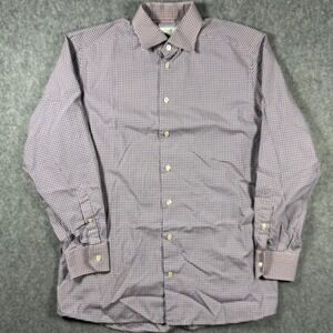 Eton Contemporary Fit Gingham Check Shirt Mens 16 41 Blue Orange Long Sleeve